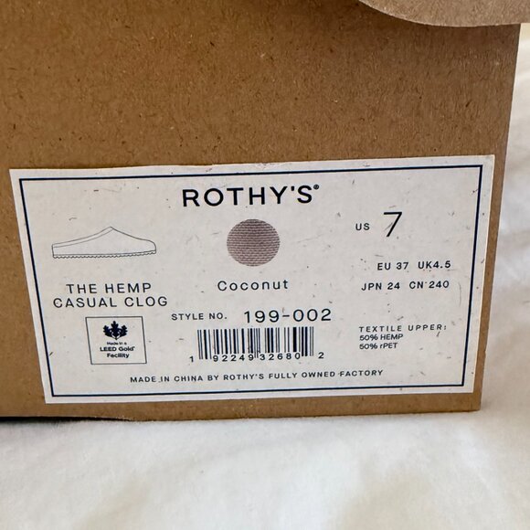 Size 7 - Women's Rothy's Hemp Casual Clogs Coconut - Picture 4 of 4